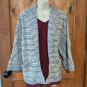 Splendid Gray Textured Cardigan Open-Front Relaxed Fit